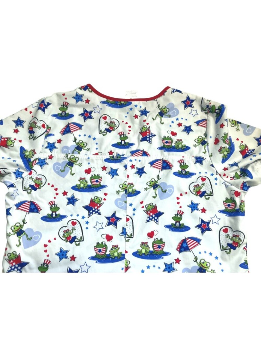 Patriotic Frog Scrub Top With V-Neck and Pockets Size M - Picture 9 of 9